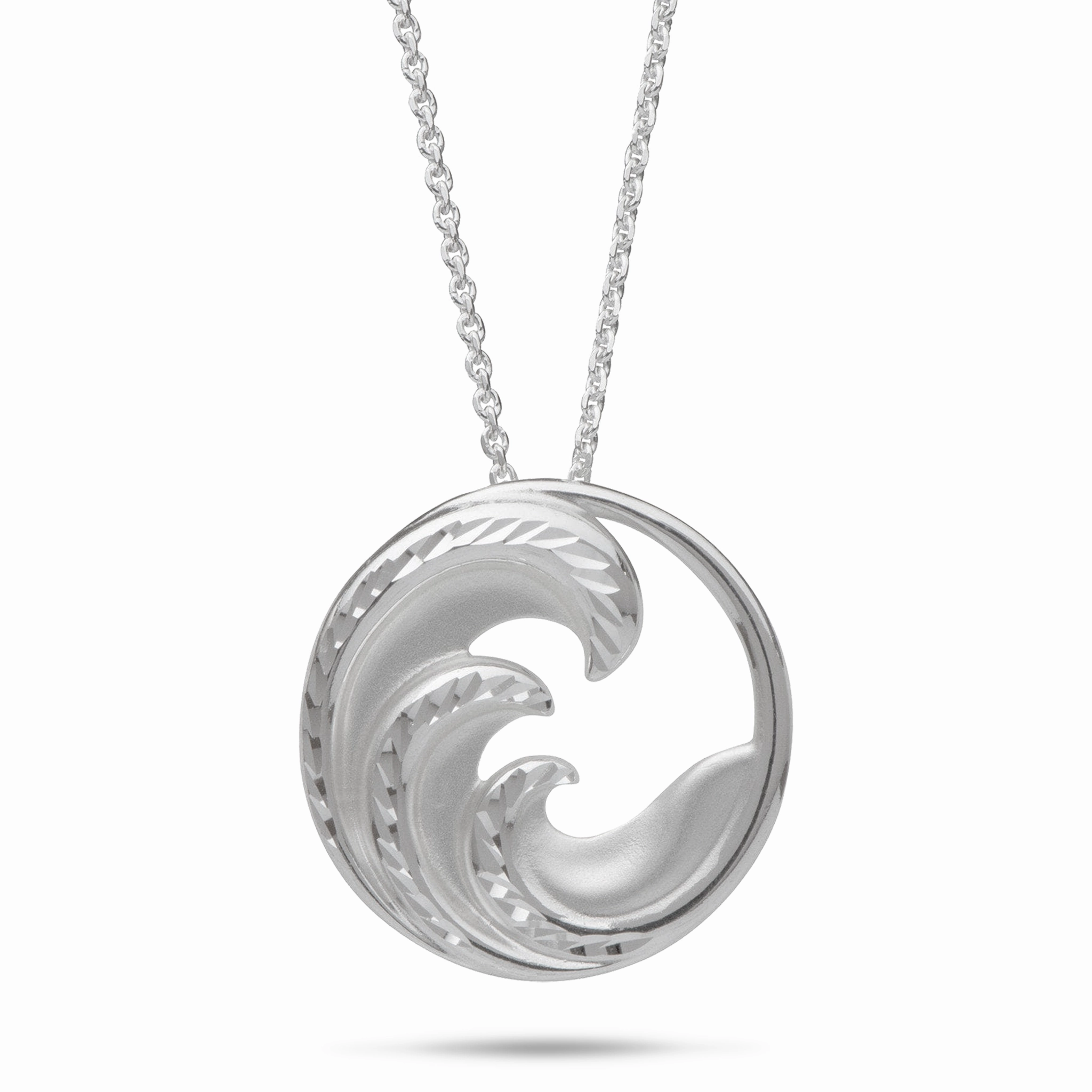 24" Adjustable Nalu Pendant Necklace in Sterling Silver - 24mm Sophisticated Charm luxury item