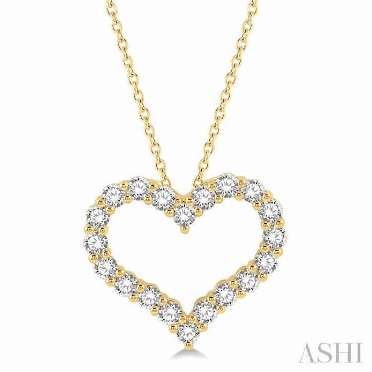 2 Ctw Heart Shape Round Cut Diamond Pendant With Chain in 14K Yellow Gold Distinctive Piece Graceful Look