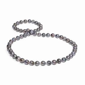 Party Present 30" Circle Tahitian Black Pearl Strand - 10-12mm