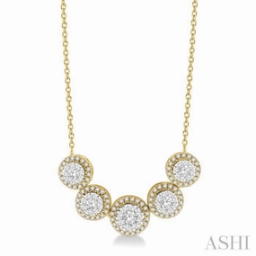 Minimalist Style 3/4 Ctw Circular Mount Lovebright Round Cut Diamond Necklace in 14K Yellow & White Gold