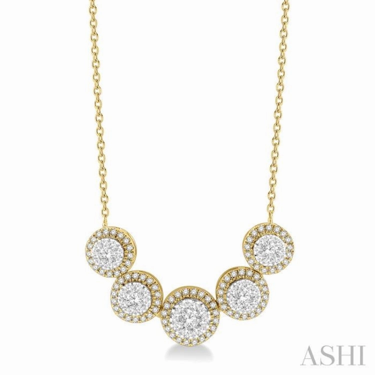 Minimalist Style 3/4 Ctw Circular Mount Lovebright Round Cut Diamond Necklace in 14K Yellow & White Gold