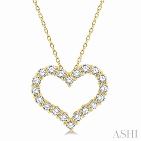 3/4 Ctw Heart Shape Round Cut Diamond Pendant With Chain in 14K Yellow Gold Summer Festival Piece Trendy Look