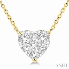 Stylish Adornment Collective Adornment 3/4 Ctw Lovebright Diamond Heart Pendant With Chain in 14KYellow and White Gold