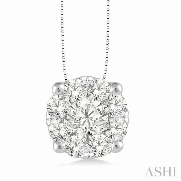 3/4 Ctw Lovebright Round Cut Diamond Pendant in 14K White Gold with Chain For Spirituality