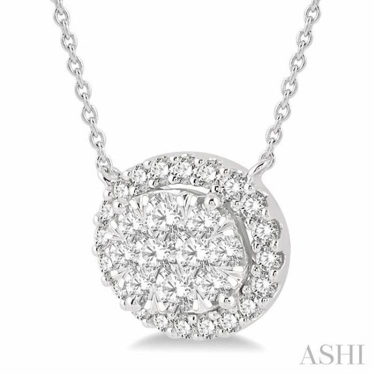 3/4 Ctw Oval Shape Round Cut Diamond Lovebright Pendant With Chain in 14K White Gold Seasonal Update Creative Soul