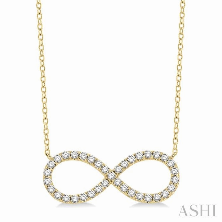 3/4 Ctw Round Cut Diamond Infinity Pendant With Chain in 14K Yellow Gold Pretty Item
