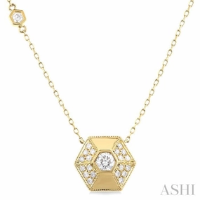 3/8 Ctw Hexagon Shape Single Cut Diamond Fashion Necklace in 14K Yellow Gold Regional Piece