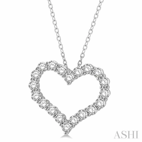 3 Ctw Heart Shape Round Cut Diamond Pendant With Chain in 14K White Gold Double Strand Jewelry