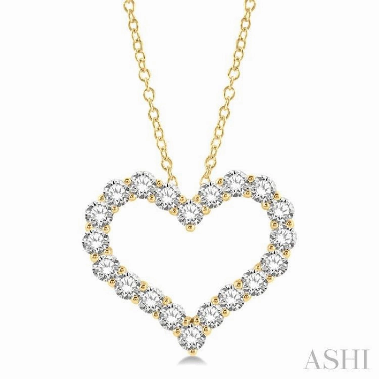 3 Ctw Heart Shape Round Cut Diamond Pendant With Chain in 14K Yellow Gold Value Piece graduation party