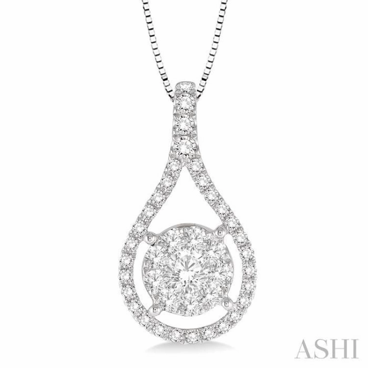 daily pick Value Accessory 5/8 Ctw Lovebright Round Cut Diamond Pendant in 14K White Gold with Chain