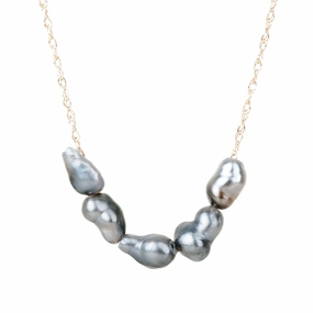 Evening Collection 5 Ombr?? Tahitian Keshi Pearl Necklace - 14k Gold
