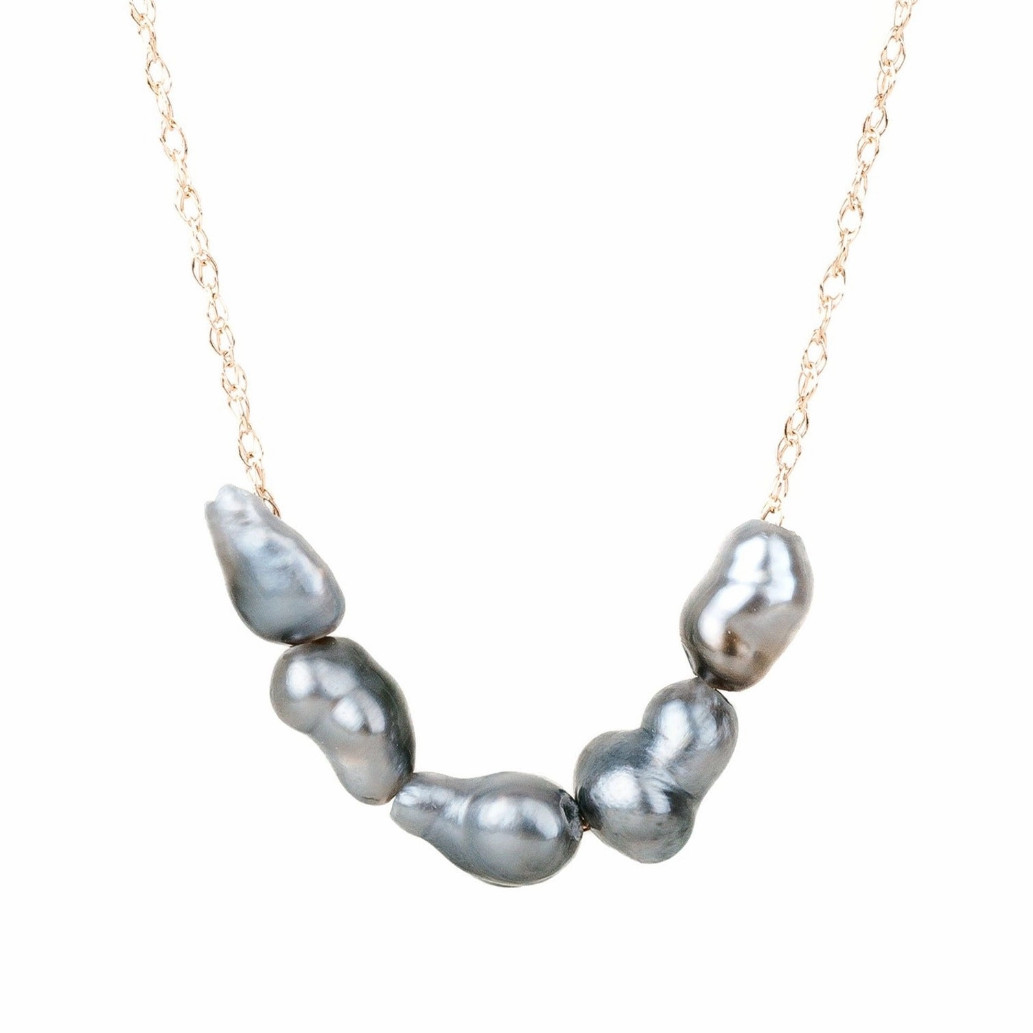 Evening Collection 5 Ombr?? Tahitian Keshi Pearl Necklace - 14k Gold
