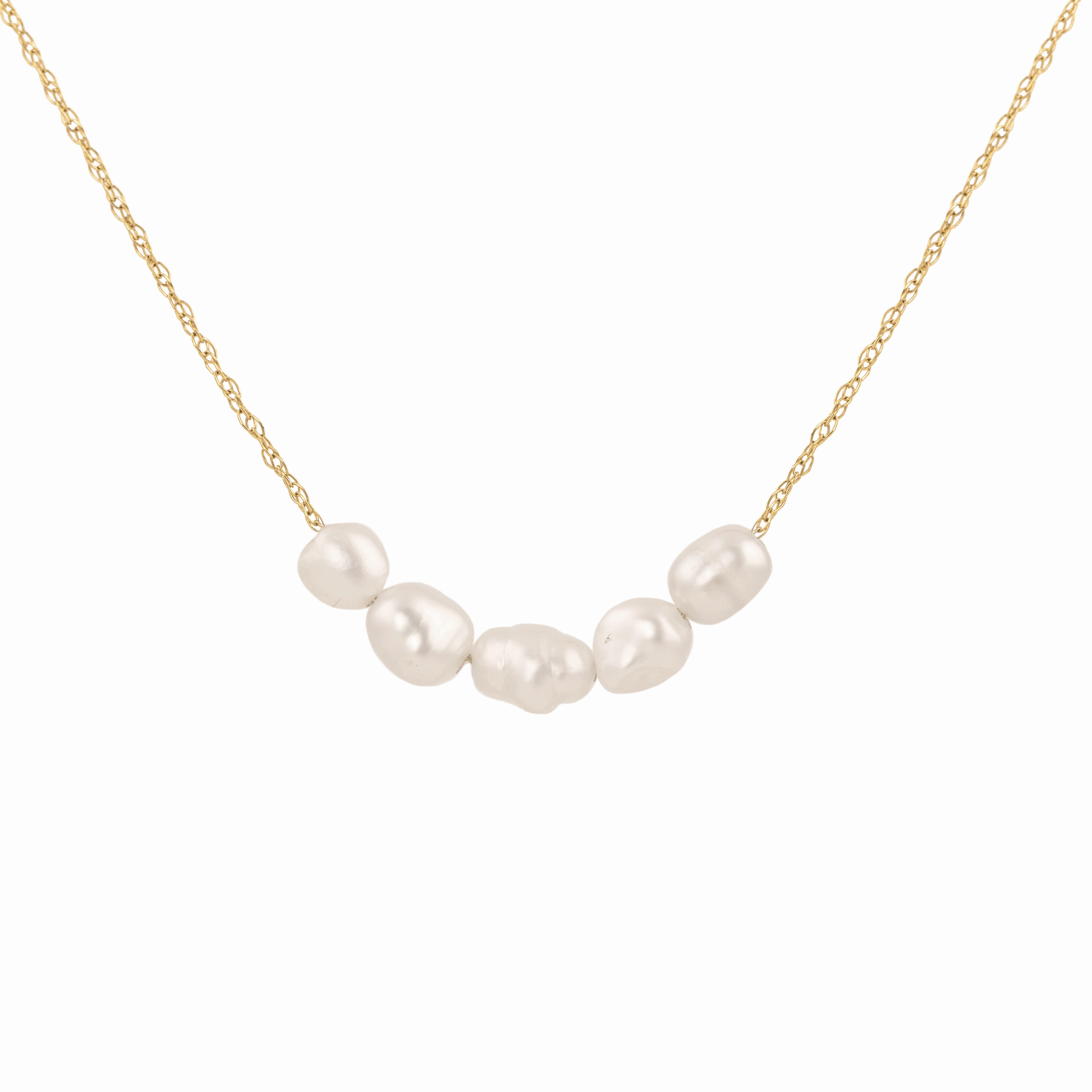 5 Tiny South Sea Keshi Pearl Necklace - 14k Gold Refined Detailing