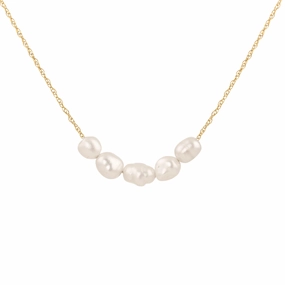 5 Tiny South Sea Keshi Pearl Necklace - 14k Gold Refined Detailing