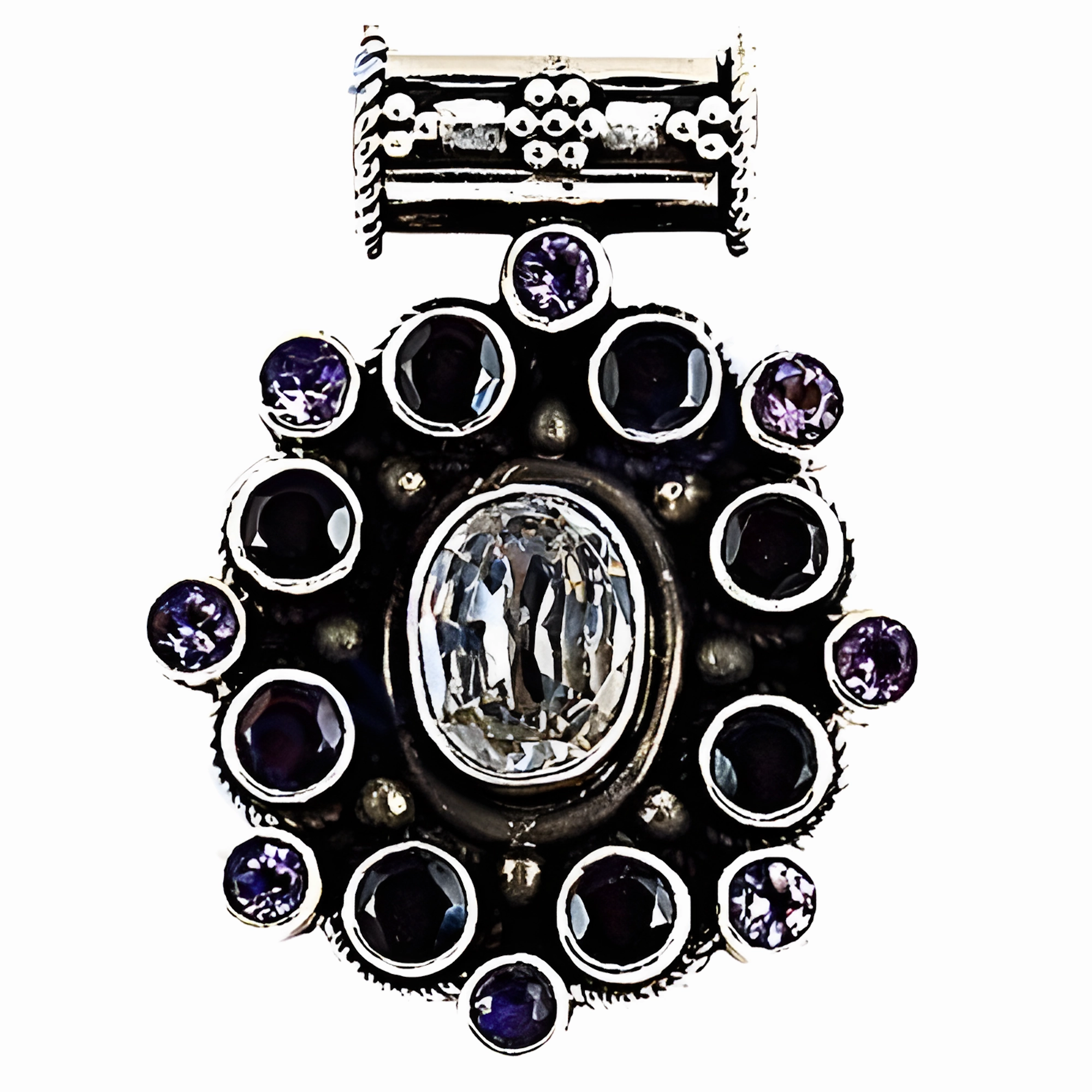 925 Silver Pendant with Amethyst, Cubic Zirconia, and Garnet - Energy Gemstone Jewelry Lightweight Adornment Fresh Vibe