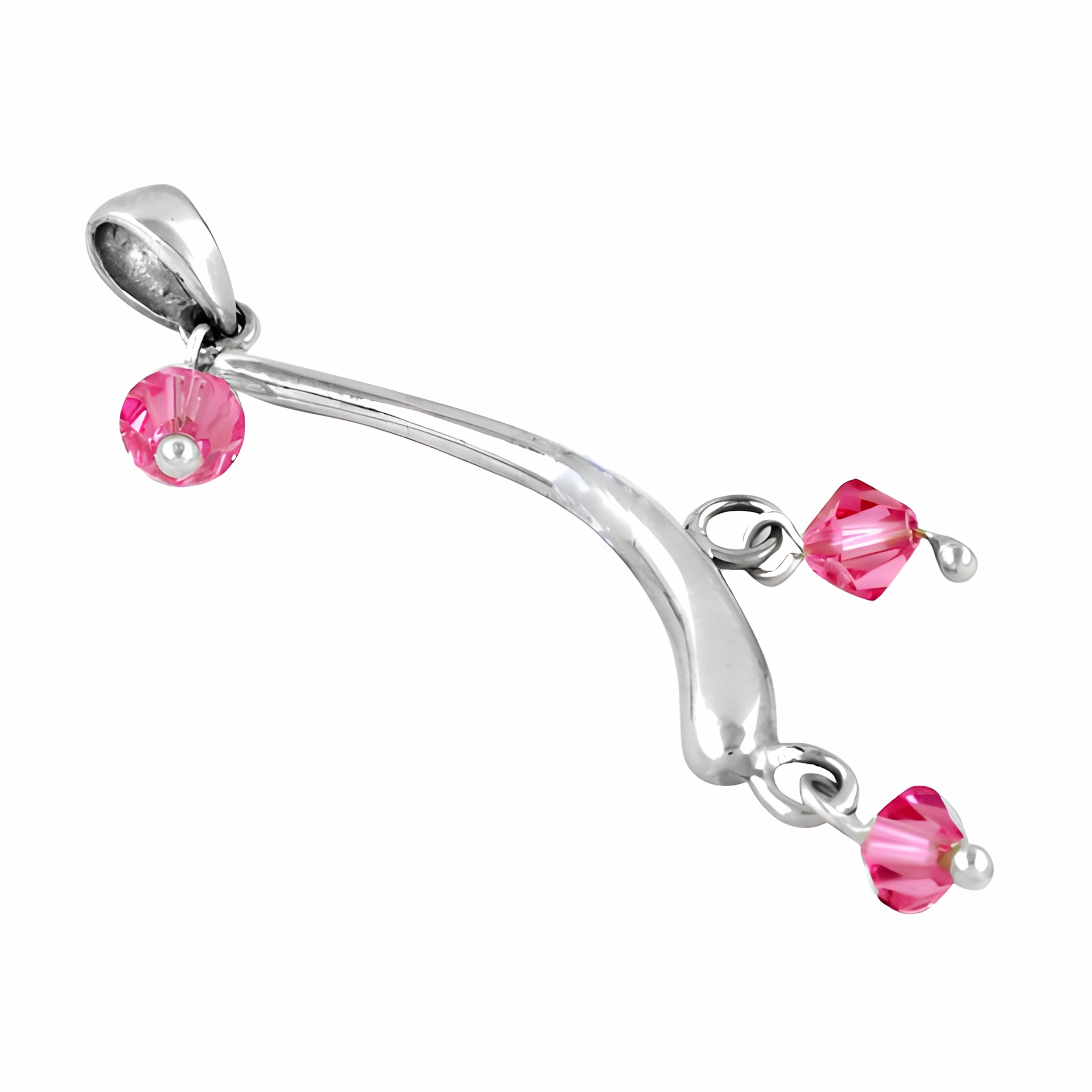 925 Sterling Silver Pink CZ Pendant - Elegant Costume Jewelry Business Attire