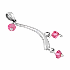 925 Sterling Silver Pink CZ Pendant - Elegant Costume Jewelry Business Attire