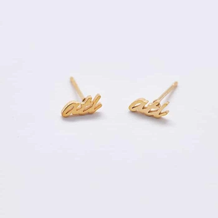 Luxurious Adornment Big Ornament ??ATL?? Gold Dainty Stud Earrings