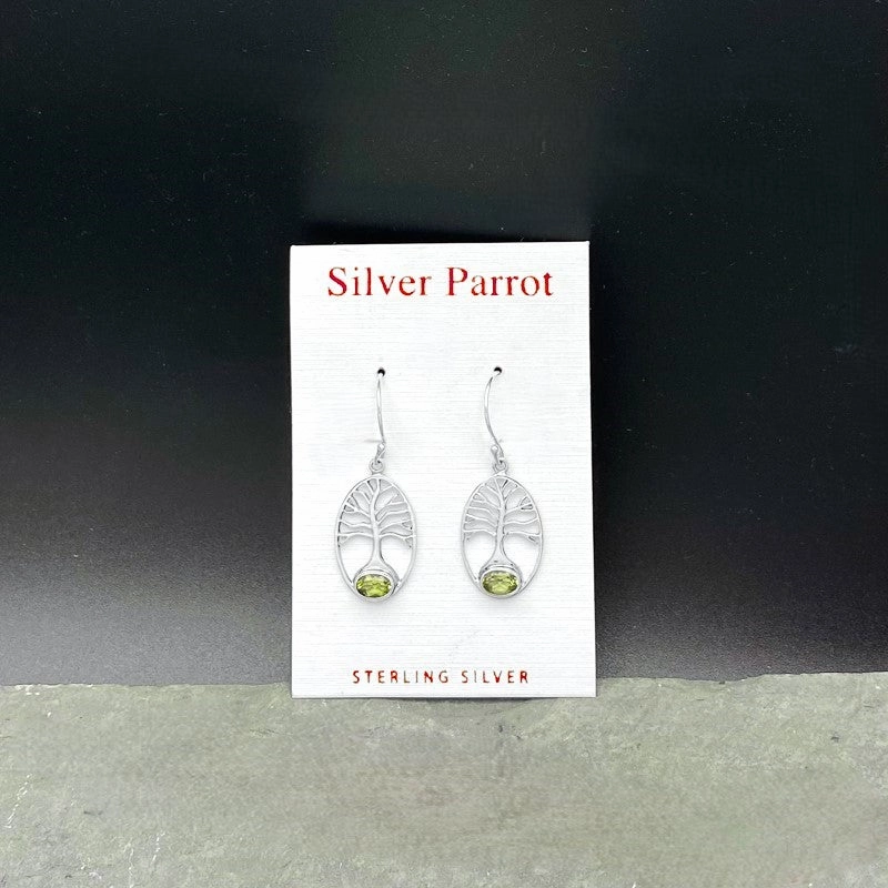 Versatile Touch Sterling Silver Tree of Life Earrings. 4 Available Stones