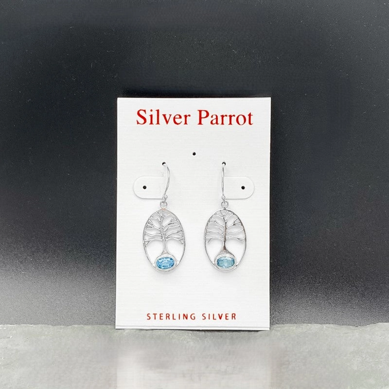 Fashion Focus Sterling Silver Tree of Life Earrings. 4 Available Stones