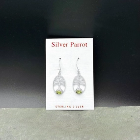 Versatile Touch Sterling Silver Tree of Life Earrings. 4 Available Stones