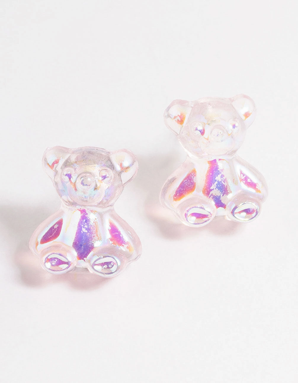 Acrylic Pink Candy Bear Stud Earrings Graceful Lines