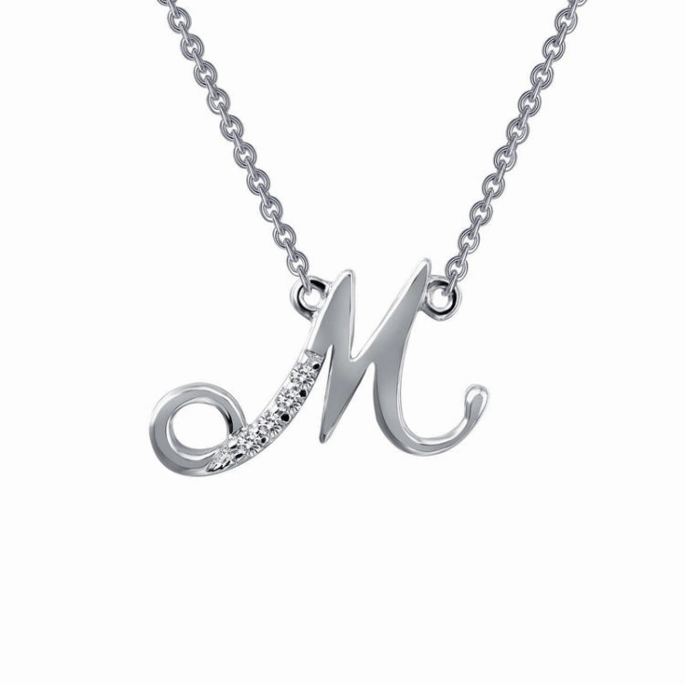 Letter M Pendant Necklace Cool Accent