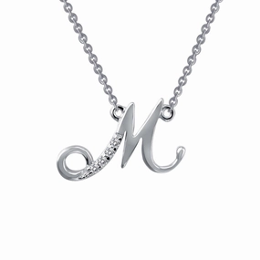 Letter M Pendant Necklace Cool Accent