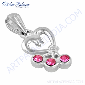 Adorable Heart Style Silver Pendant with Pink Cubic Zirconia Smart feature