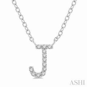 1/20 Ctw Initial 'J' Round Cut Diamond Pendant With Chain in 14K White Gold Travel Gift Lively Highlight