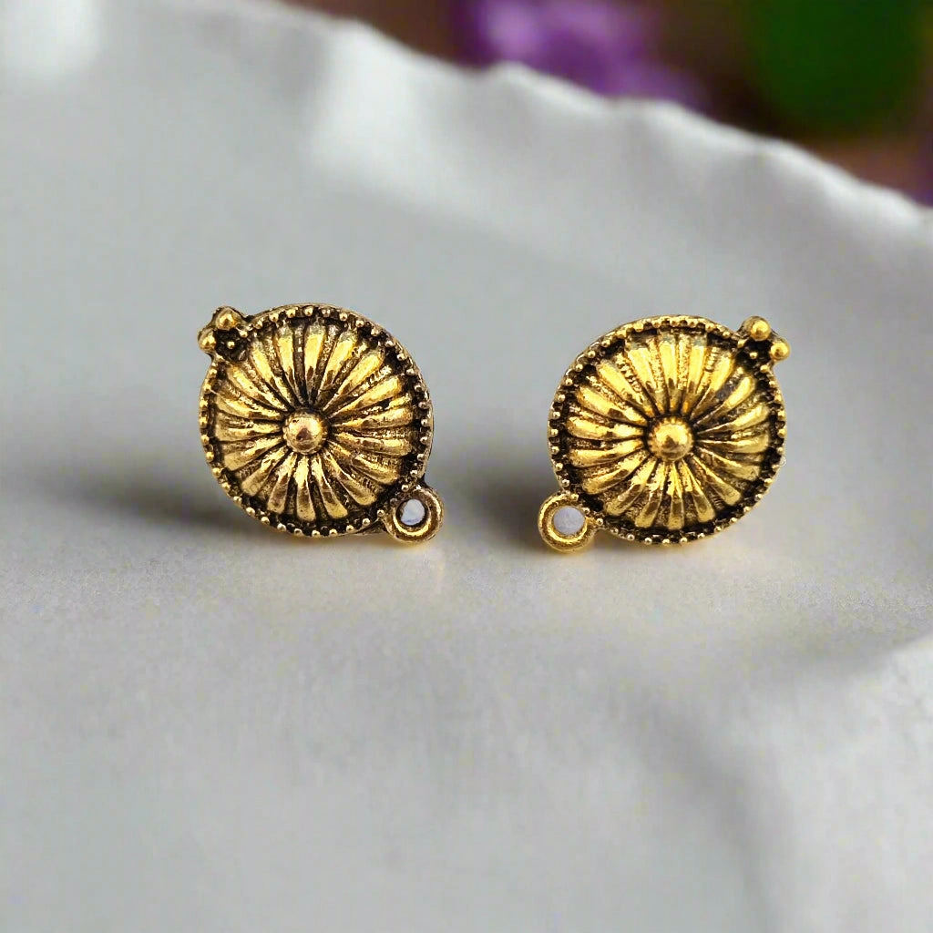 Seasonal Adornment Golden stud earrings component metal earrings findings ESG65