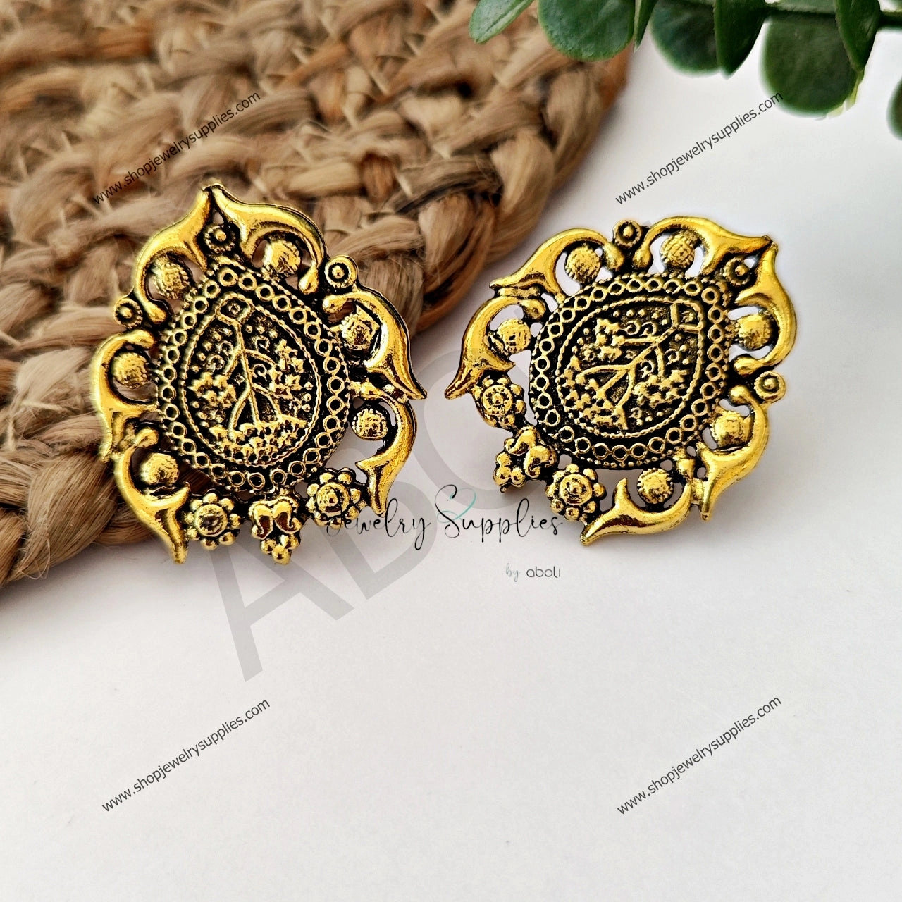 Golden stud earrings components metal earrings findings ESG94 Exquisite Must-Have High-Quality Option