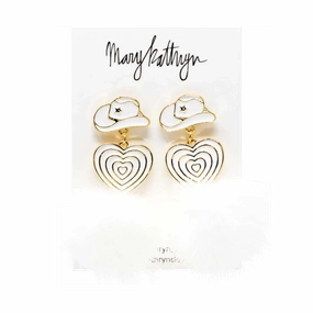 Aldean White Cowboy Hat Puff Earrings Graceful Contour