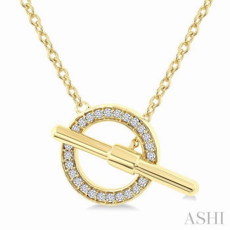 1/10 Ctw Circle Toggle Single Cut Diamond Petite Fashion Necklace in 10K Yellow Gold Sophisticated Accent