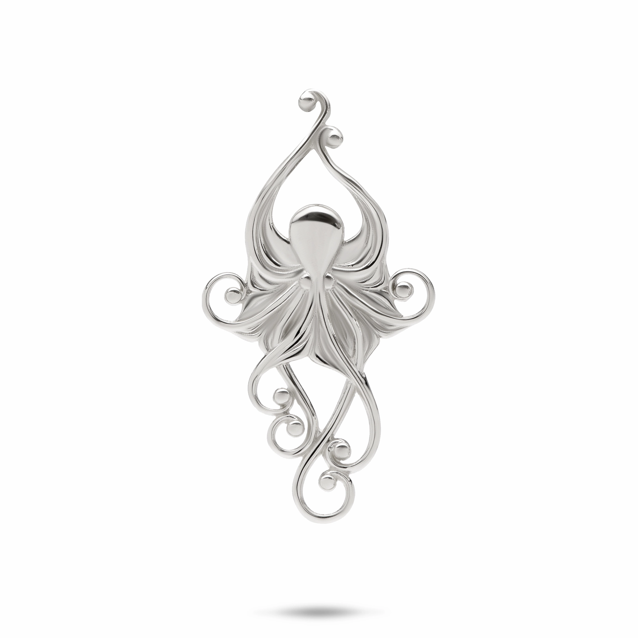 Colorful Design Jewelry Event Style Living Heirloom Octopus Pendant in White Gold -36mm