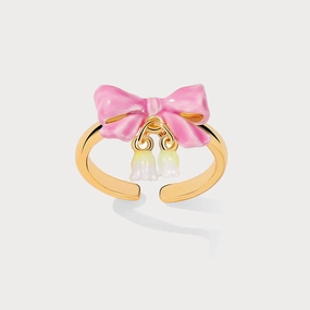 Minimal Spark Cozy Detail Lily Of The Valley Bowknot Ring