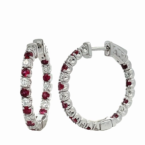 Alternating Diamond and Ruby Hoops Affordable Creation Neutral Accessory