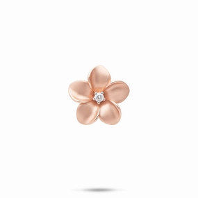 Personalized Piece Statement Gift Plumeria Pendant in Rose Gold with Diamond - 16mm
