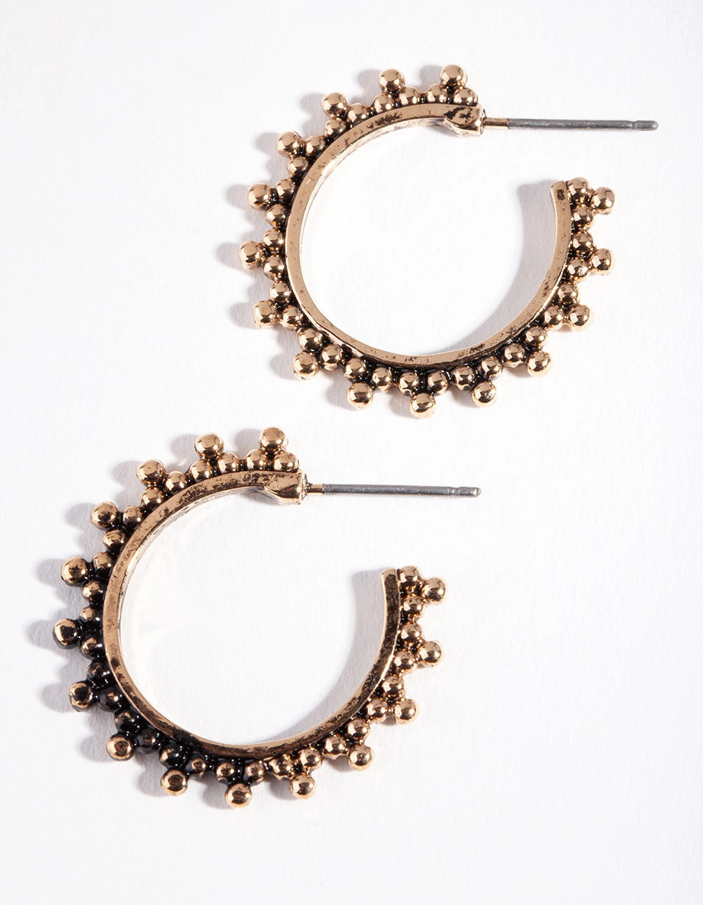 Handmade Glam Refined Jewelry Antique Gold Bohemian Bead Hoop Earrings