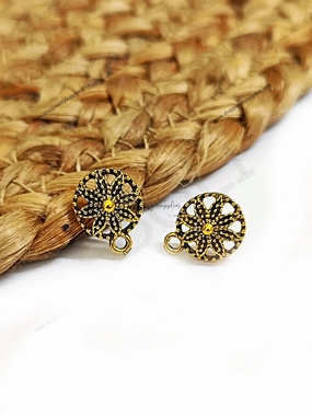 Iridescent Trinket Formal Ornament Antique golden filigree flower earrings findings ESG151