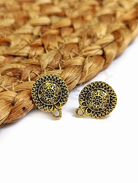 Tiny Decoration Antique golden round earrings stud findings ESG155