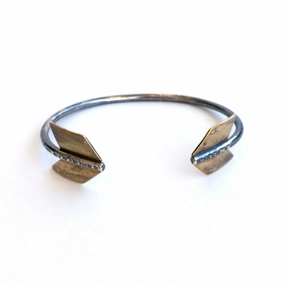 Archer Cuff - Sterling Silver   Brass Handmade Jewelry Linear Form