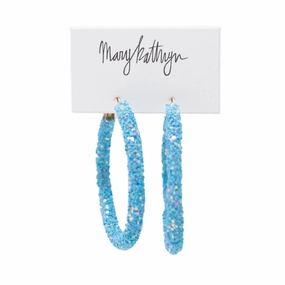 Minimalist Style Arctic Blue Glitter Hoops