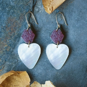 Trend Focus Aroma Earrings - 14k Gold-Fill, Ruby   Mother of Pearl