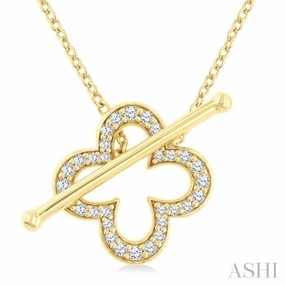 1/4 Ctw CloverToggle Round Cut Diamond Fashion Necklace in 10K Yellow Gold Work Look