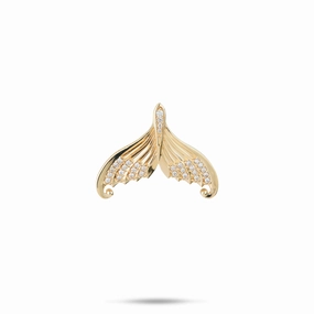 Trendy Accent Moon Mermaid Tail Pendant in Gold with Diamonds - 20mm