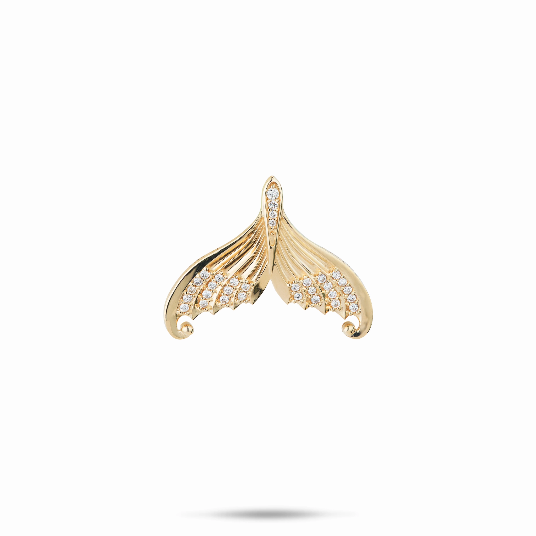 Trendy Accent Moon Mermaid Tail Pendant in Gold with Diamonds - 20mm