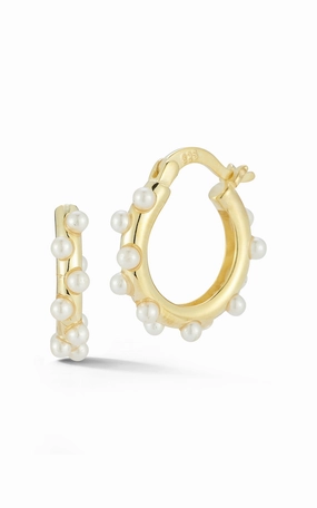Minimal Radiance Fashion Touch Zig Zag Freshwater Pearl Hoop Earrings