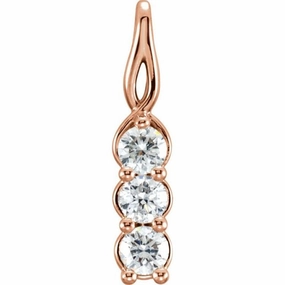 Wedding Accent 14K White 1/2 CTW Natural Diamond Three-Stone Pendant