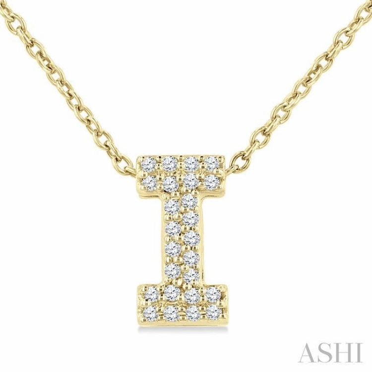 Daily Style 1/10 Ctw Initial 'I' Round Cut Diamond Fashion Pendant With Chain in 10K Yellow Gold